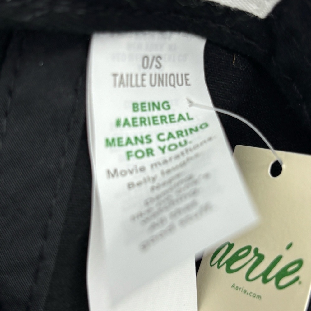 Aerie “Excusez-Moi” Black Embroidered Baseball Cap One Size Adjustable - Picture 11 of 11